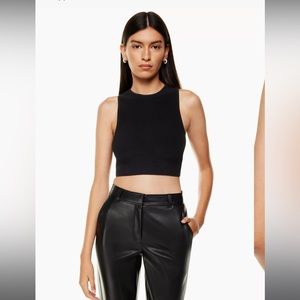 Aritzia Babaton Cropped crew-neck racerback tank, black